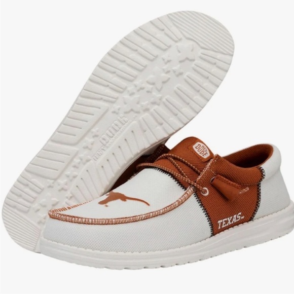 Hey Dude Wally Texas Longhorns Men\'s Casual Shoes - White and Brown